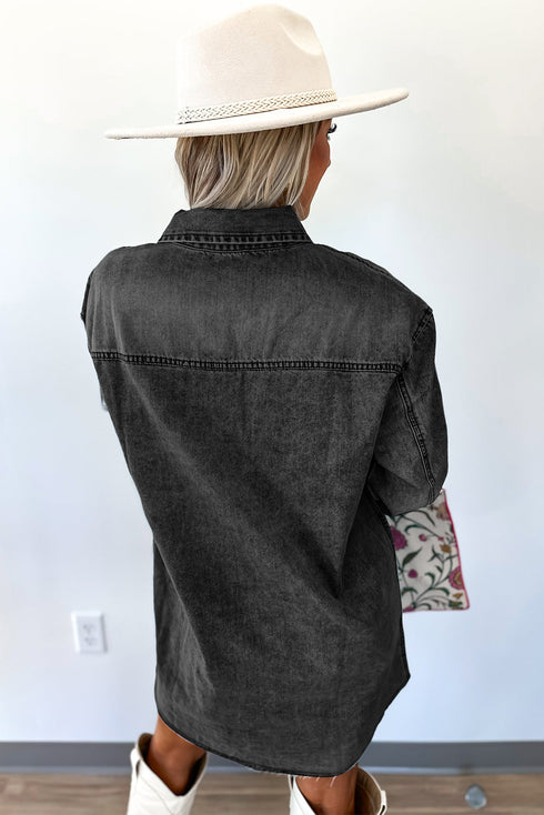 Loose H Line Raw Hem Denim T Shirt Dress